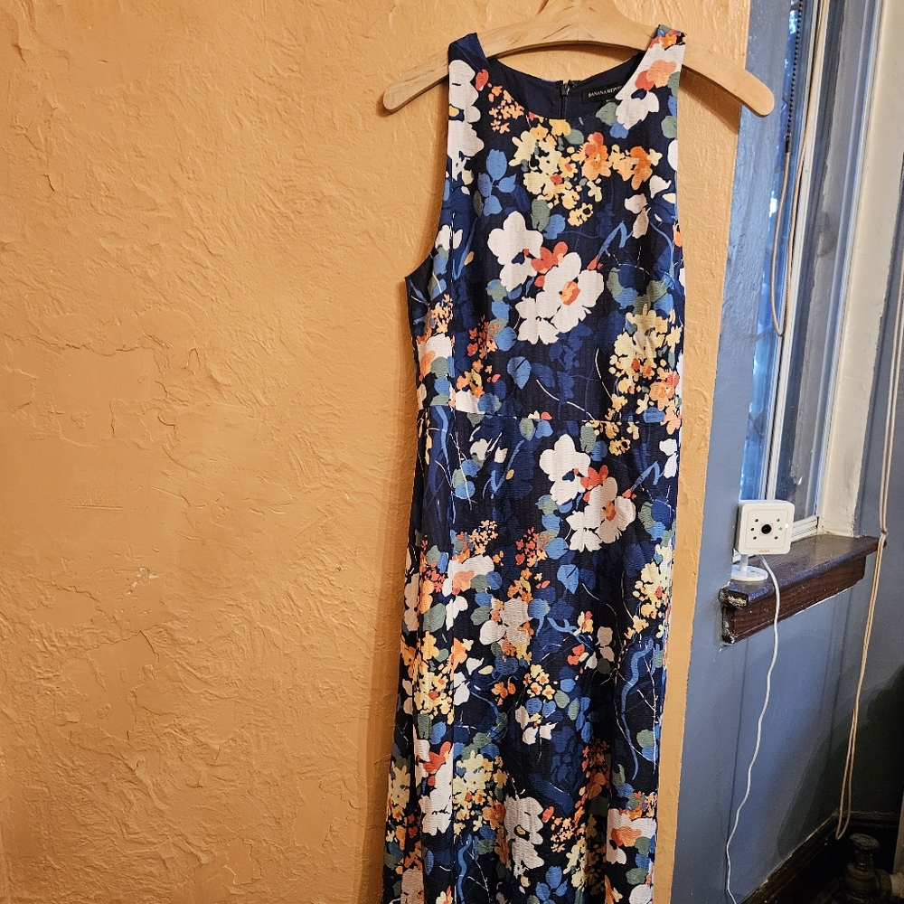 Banana Republic Maxi Dress Navy Floral Size 10P